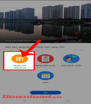 Chạm vào mục Quét mã check-in 